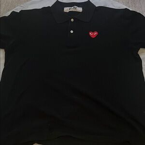 Comme des Garcons PLAY Black Polo Shirt with Red Heart